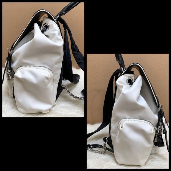 MICHAEL KORS Optic White & Black Nylon BEACON Medium Size Backpack Handbag - Picture 5 of 16